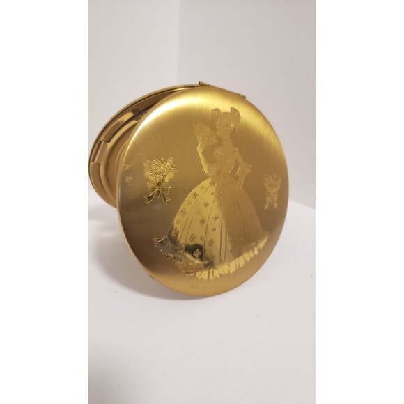 Vintage Gold Tone Compact: Crinoline Lady Design, Vanity Mirror - Picture 5 of 10